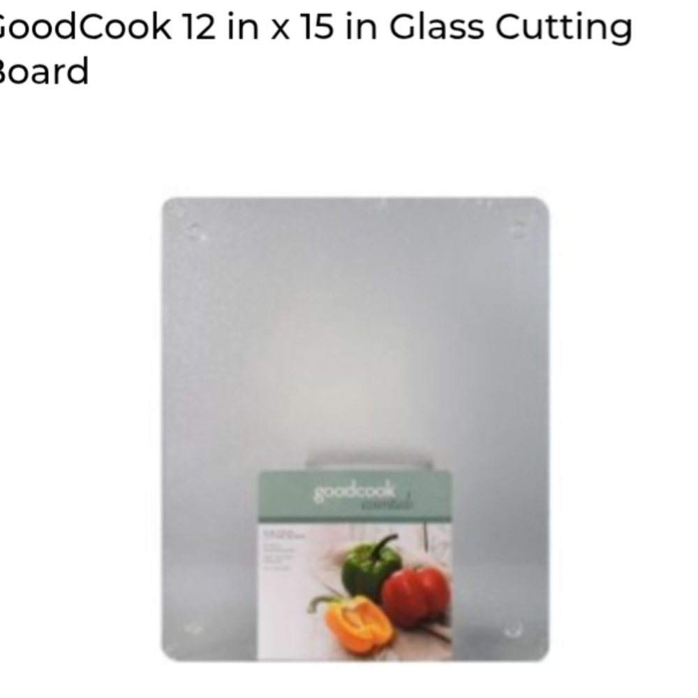 Cutting Board Glass Clear Tempered Sanitary Easy To Clean By GoodCook 12" X 15"
